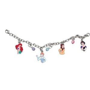Disney Princess Charm Bracelet With Charms, Silver-Tone Chain ,Multicolor Beads